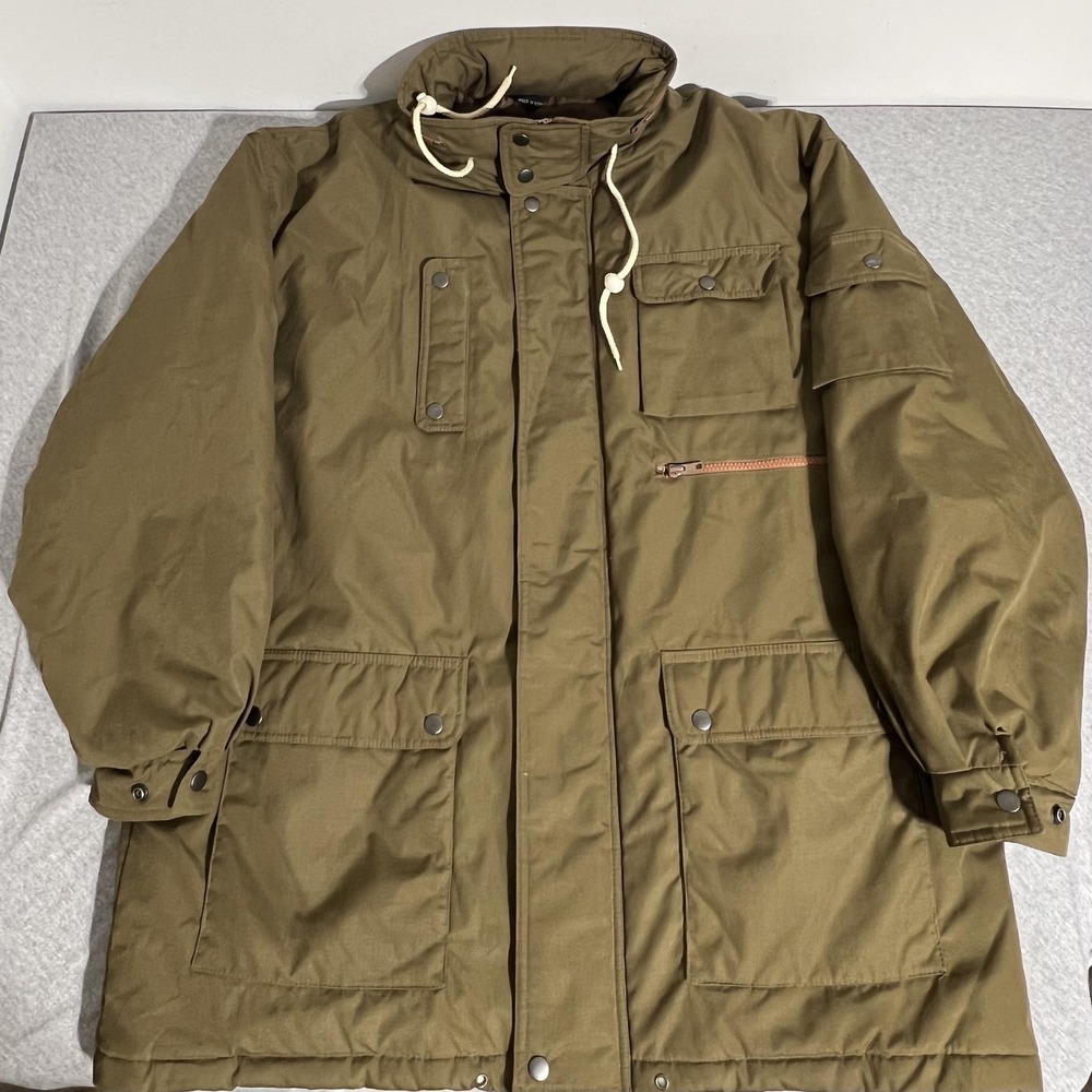 Vintage The Mens Store At Sears Jacket Mens Large Olive Hooded Winter Parka 80s